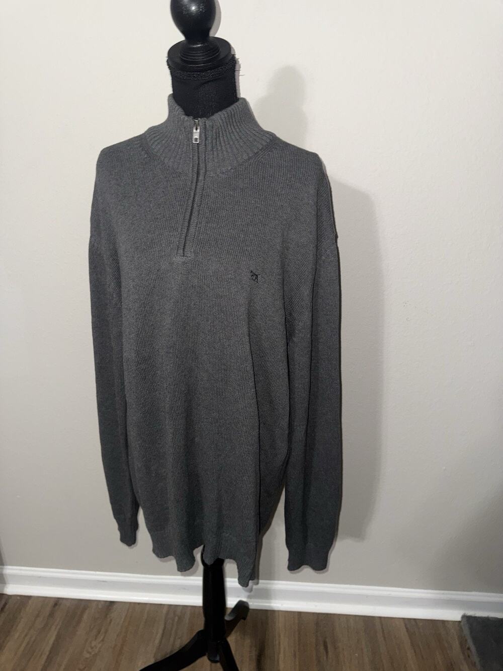 Rodd & Gunn Mens Quarter Zip Sweater Size Large Charcoal Gray Knit Pullover L